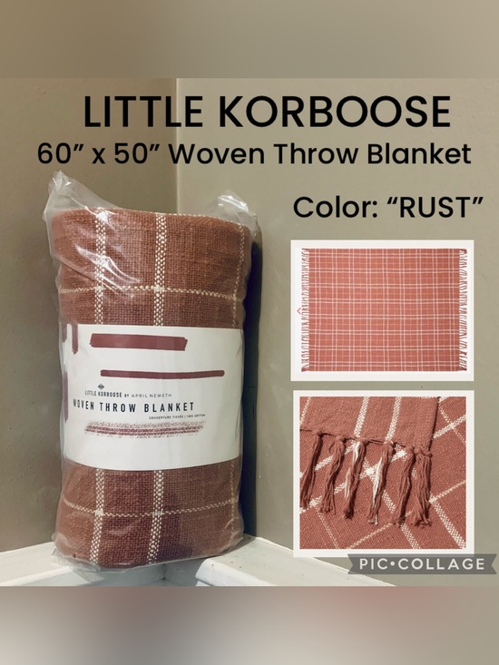 Little Korboose Other - NWT 60x50” LITTLE KORBOOSE Woven Throw Blanket In “RUST”